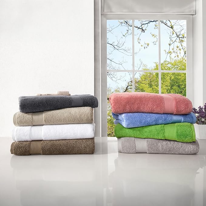 Classic Turkish Towels CTT - Premium 4 Piece Bath Towel Set, Made with 100% Turkish Cotton, Quick Drying, Highly Absorbent & Comfy Towels for Spa & Hotel | 30"x54" (White)