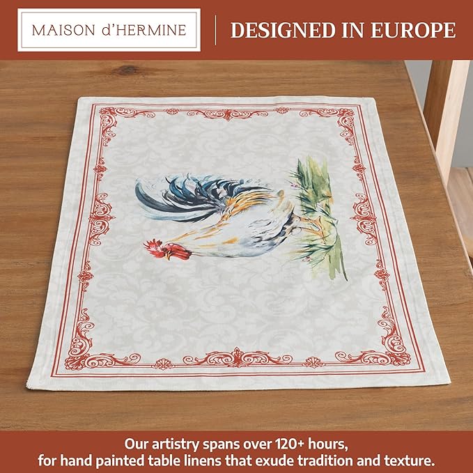 Maison d' Hermine Placemats Set of 2 100% Cotton Washable Cloth Place Mats Reusable Table Mats for Kitchen Dining Party Wedding Gifts for Mothers Day Spring/Summer (Campagne, 13" x 19")
