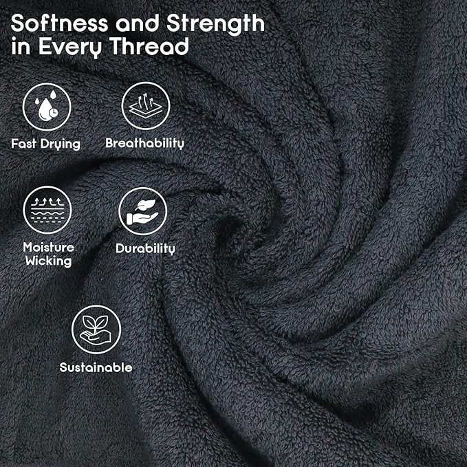 Ariv Premium Bath Towels Pack of 4, 100% Cotton, Large, Super Soft, Highly Absorbent, Quick Dry, Durable, Comfortable, Great Value & Quality, Perfect for Home & Bathroom - Grey