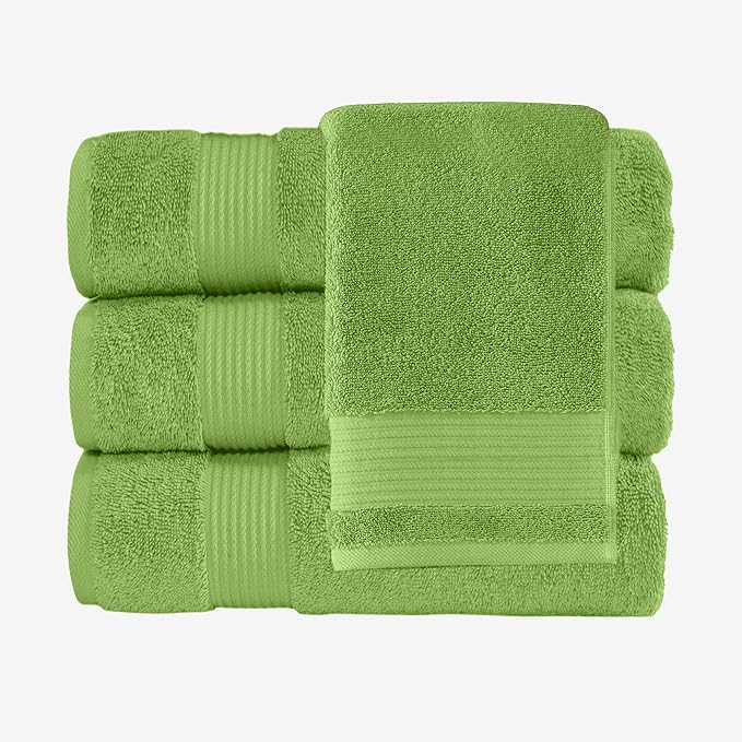 Classic Turkish Towels CTT - Premium 4 Piece Bath Towel Set, Made with 100% Turkish Cotton, Quick Drying, Highly Absorbent & Comfy Towels for Spa & Hotel | 30"x54" (Green)
