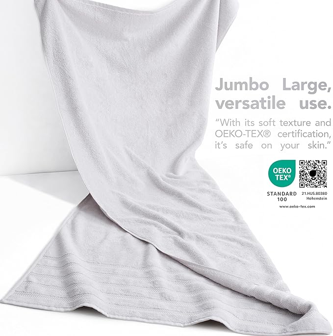 American Soft Linen 35x70 Jumbo Large Bath Towel, 600 GSM 100% Cotton Turkish Bath Sheet, Oversized Luxury Bath Towel for Bathroom Beach and Pool, Silver Grey