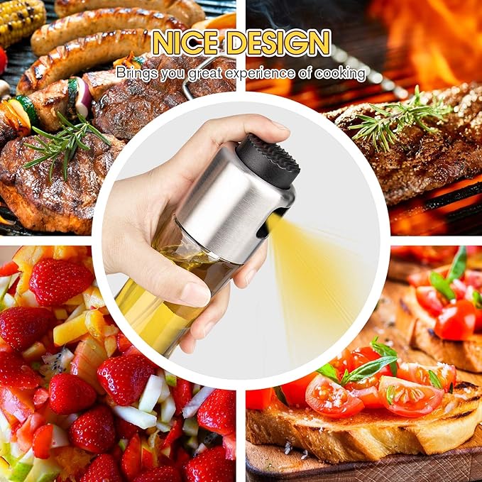 mafiti 2 pack Oil Dispenser Bottle 180ml/6Oz Olive Oil Dispenser Sprayer for Cooking Air fryer BBQ Grilling Salad Baking Kitchen Gadgets Accessories