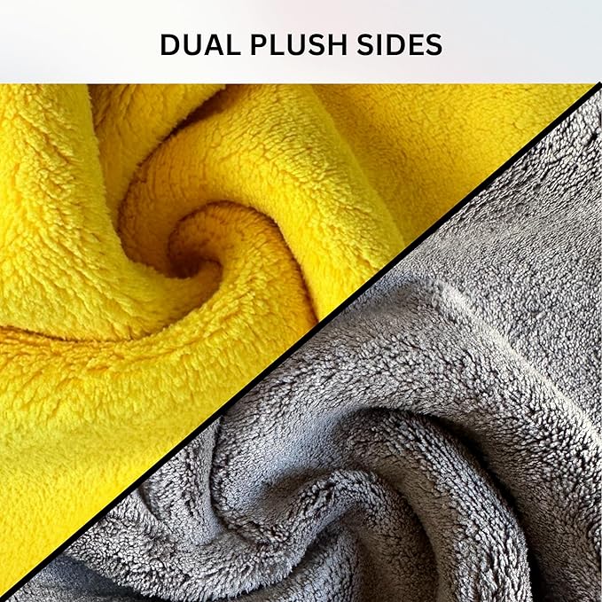 The Pro Stuff® Car Detailing Microfiber Towels - 600 GSM Thick Plush Auto Towels | Super Soft Dual-Sided for Cleaning, Washing, Buffing | Tagless, Scratch-Free, Lint Free Cloth (16"x16") (3)