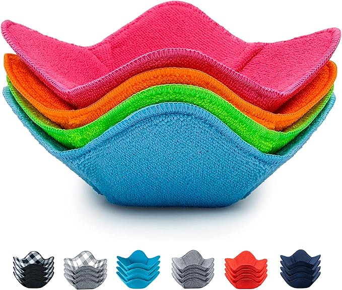 Aticca Microwave Bowl Cozy Holders for Hot Food Set of 4 Hot Pads for Bouillon Cups Multipurpose Heat Proof Plate Holder