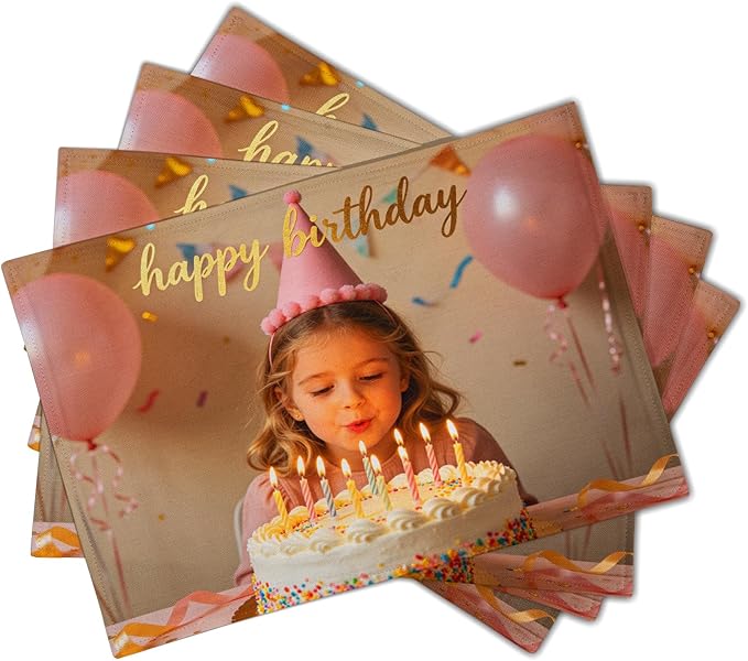 Custom Placemat Set of 4 Personalized Picture Decoration Table Place Mats for Holiday Dining Decor
