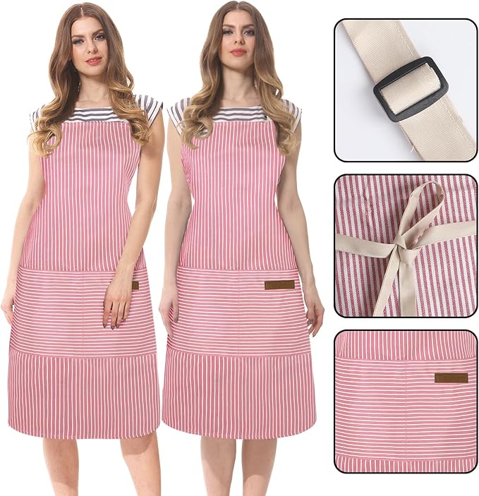 Taidven 2 Pack Apron - Unisex, Adjustable Bib Kitchen Apron, Cooking Apron, Aprons for Women Men with Pockets, Chef Aprons