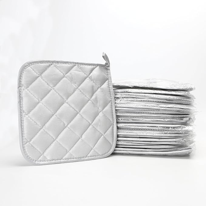 26PCS Pot Holders, Thick Mitts Square Hotpads, Cotton Quilted, Polyester Silver Coated Fabric Up to 450F Heat Resistant, Fall Batting Aid for Heavy-Duty Cooking Pan Oven & Kitchen Clearance