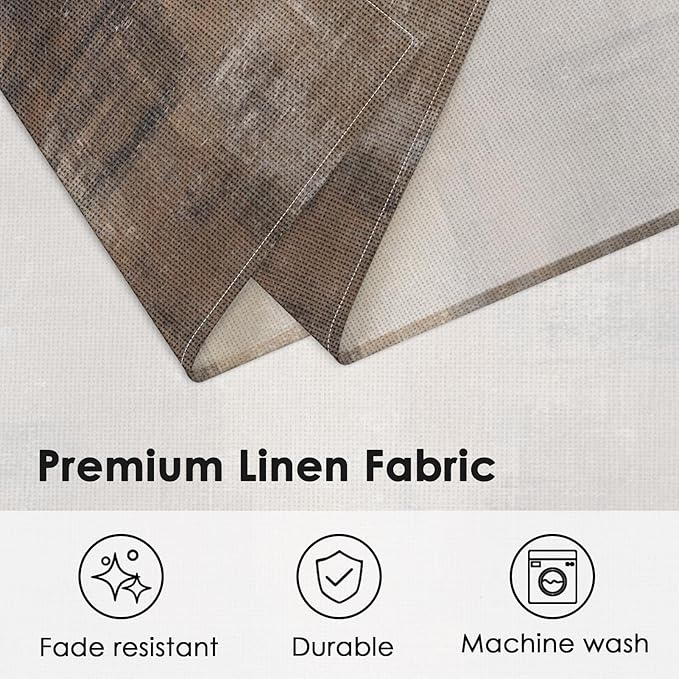 Emvency Farmhouse Placemats Set of 6,12x18 Inch Linen Rectangular Place Abstract Rustic Neutral Modern Brown Table Mats for Indoors & Outdoor Home Party Kitchen Dining Decoration