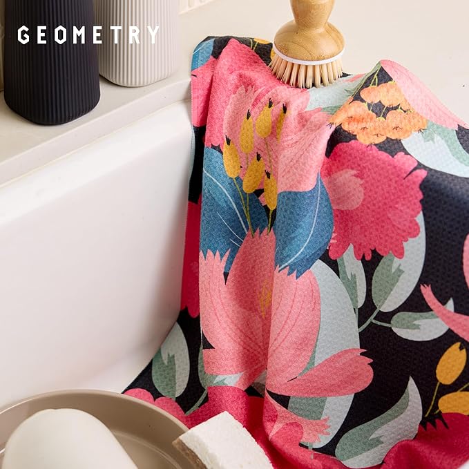 GEOMETRY Kitchen Tea Towels - Quick Dry Microfiber Dish Towels for Kitchen My Garden, 18" x 30" 1 Pack
