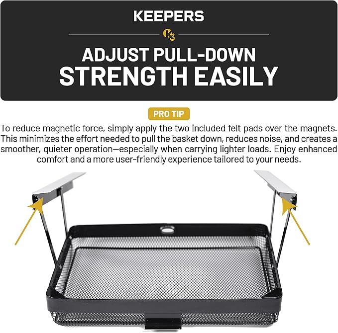 KEEPERS - Under Desk Drawer Slide Out – Metal Under Desk Storage Drawer for Office, Home, RV, Kitchen – Slim Under Table Drawer Attachment with Easy DIY Mount - Under Desk Organizer - 13x10x2.5In
