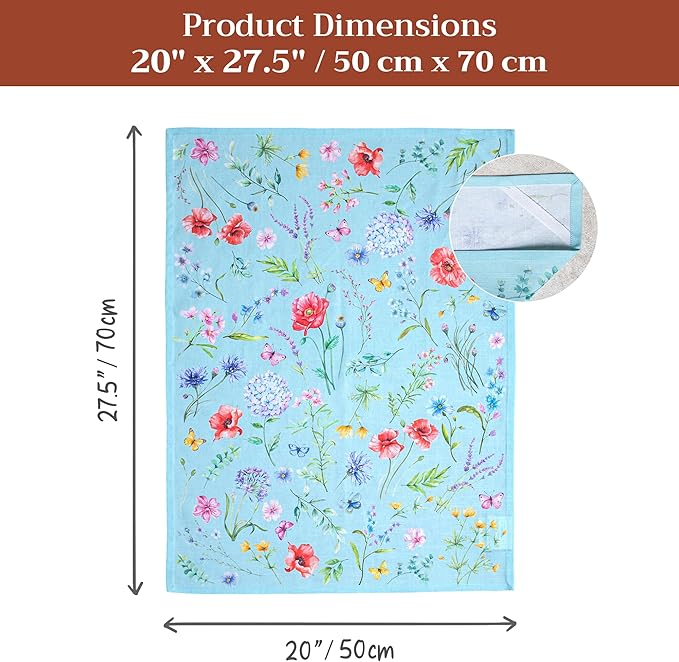 Maison d' Hermine Kitchen Towels Set of 3 100% Cotton 27.50" x 20" Reusable Cloth Tea Dish Towels Absorbent with Hanging Loop for Kitchen Gifts for Mothers Day Spring/Summer (Just Floral)