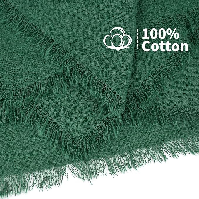 Showgeous 30 Pack Emerald Green Cloth Napkins with Fringe 16x16 inch 100% Cotton Green Napkins Handmade Dinner Napkins Bulk Washable Soft Rustic Table Napkins for Wedding Parties Bridal Baby Shower