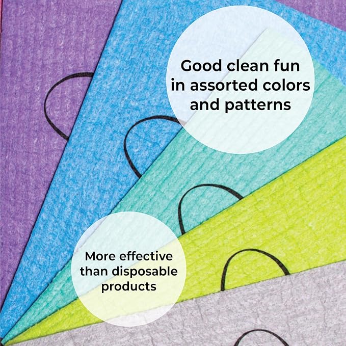 Skoy Cloth, 8-Pack Versatile Swedish Dishcloths for Kitchen and Household Use, Reusable Cleaning Cloths, Planet-Friendly, Dishwasher and Dryer-Safe, Turquoise