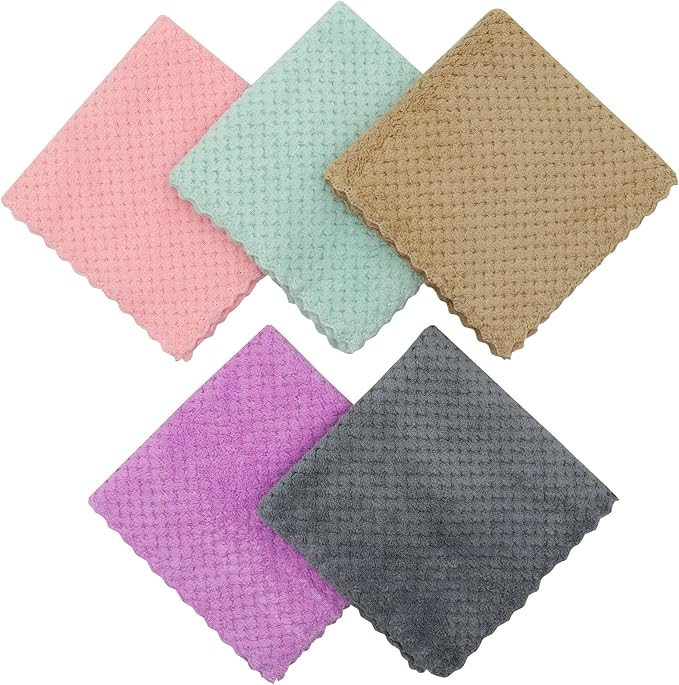 Microfiber Cleaning Cloth Lint Free Cleaning Rags, 10 Pack Fast Drying Dish Rags for Cleaning, Super Absorbent Kitchen Dish Cloths for Wash Dishes,12 in x 12 in, Mix Color