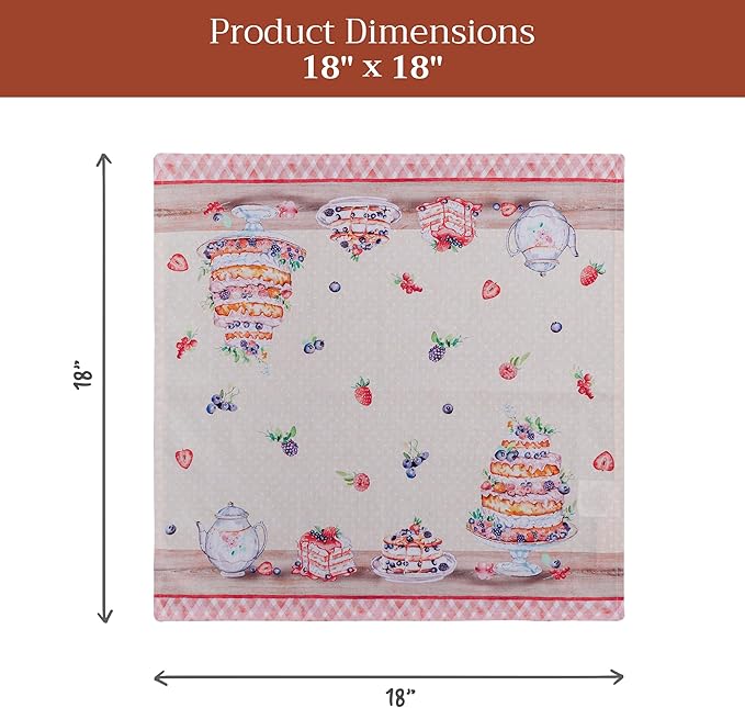 Maison d' Hermine Cloth Napkins Set of 4 100% Cotton Everyday Reusable Square Napkins Cloth Washable Dinner Wedding Restaurant Gifts for Mothers Day Spring/Summer (Icing on the Cake, 18" x 18")