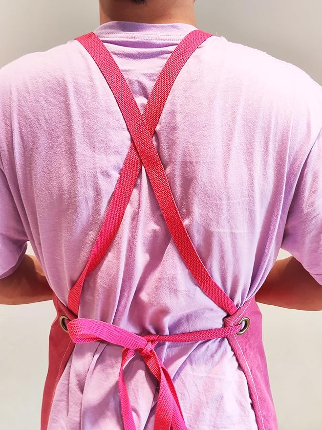 Chef Apron with Large Pockets for Women Men, Cotton Canvas Cross Back Water Repellent Adjustable Work Apron