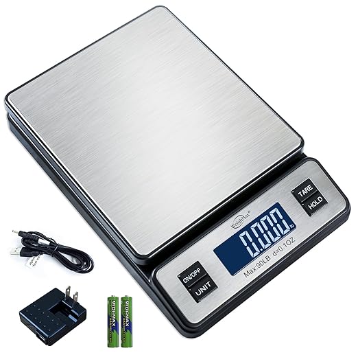 Weighmax W-2809 90 LB X 0.1 OZ Durable Stainless Steel Digital Postal Scale,Shipping Scale with AC Adapter, (Pack of 10)