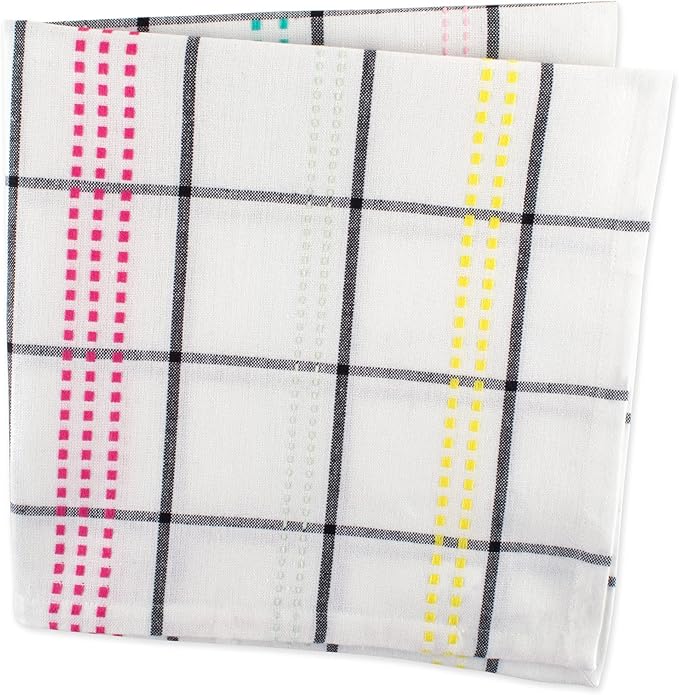 DII Cotton Plaid Napkin Set Machine Washable, 20x20, Butcher Block, 6 Count