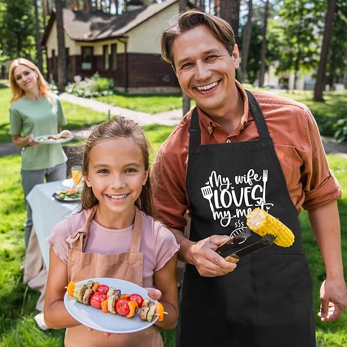 Grilling Aprons for Men,Cnavas Corss Back with Large Pockets Adjustable Chef Aprons, Funny Gifts for Men