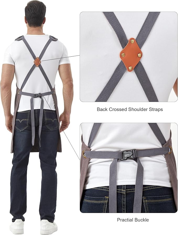 Nanxson Canvas Work Apron, Heavy Duty Carpenter Welding Apron with Wide Braces, Ideal for Gardening and Carpenters