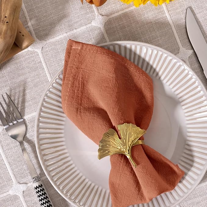 MLMC 4 Pack Terracotta Cloth Napkins Rustic Washable Napkins Set of 4 17"x17" Burnt Orange Reusable Dinner Napkins Cloth for Wedding Bridal Shower Party Picnic Dinning Table Decor