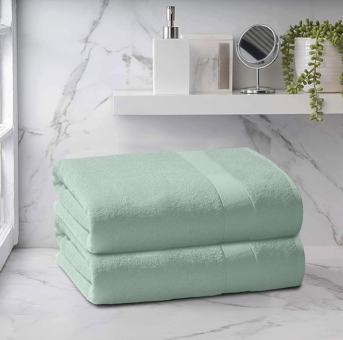 Belizzi Home Premium Cotton Oversized 2 Pack Bath Sheet 35x70-100% Pure Cotton - Ideal for Everyday use - Ultra Soft & Highly Absorbent - Machine Washable - Sea Green