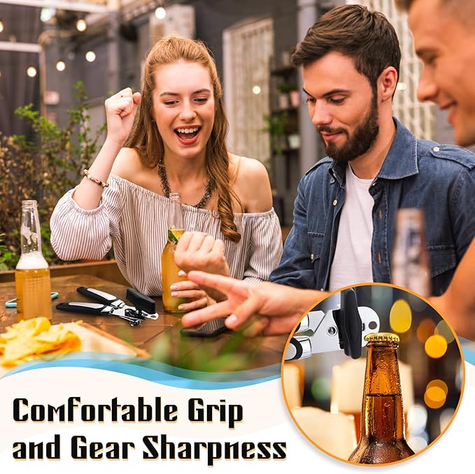Gisafai 12 Pcs Manual Can Opener with Sharp Blade Smooth Edge Multifunctional Kitchen Gadget Handheld Openers Oversized Handheld Knob Can and Bottle Animals