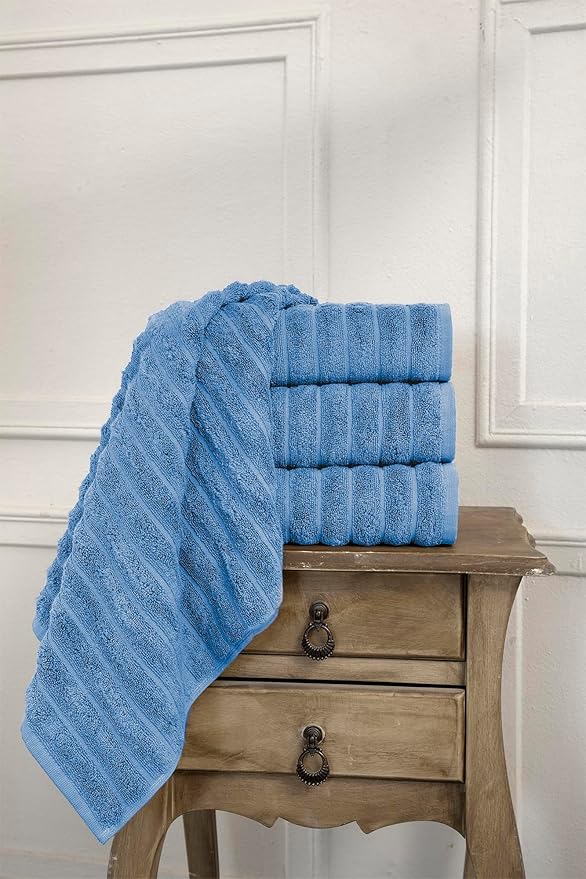 Classic Turkish Towels CTT Premium 4 Pack Bath Towels Set, Made with 100% Turkish Cotton, Spa & Hotel, Quick Drying Towels, Absorbent & Comfy | 27"x54" (Blue)