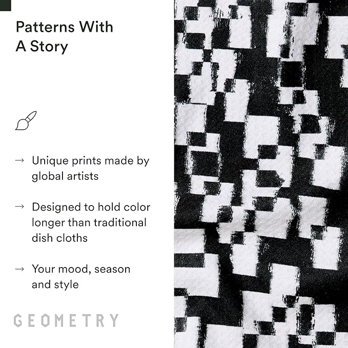 GEOMETRY Dishcloth – Evergreen Collection – Quick-Dry, Ultra-Absorbent, Reusable Microfiber Kitchen Towels for Drying & Cleaning - Patch Party - 3 Pack