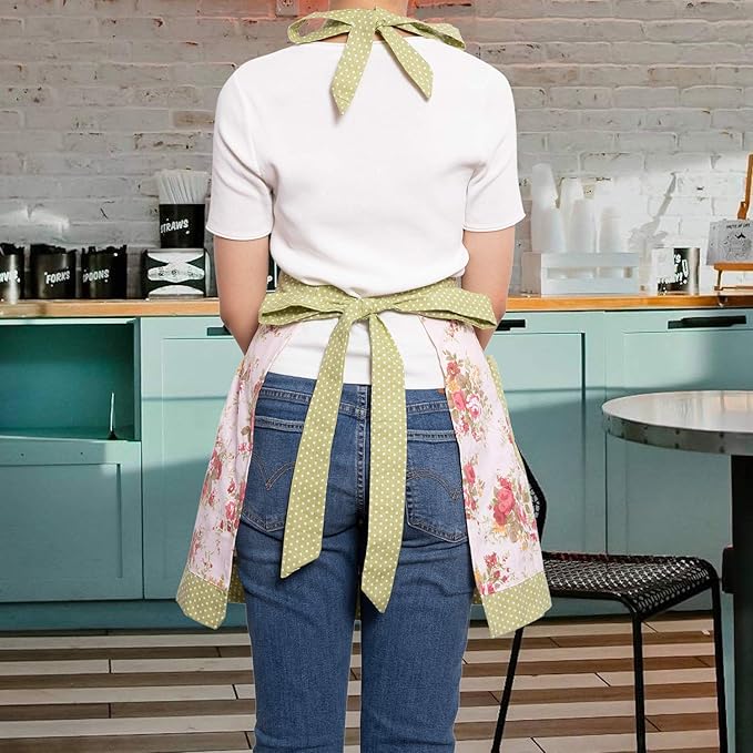 NEOVIVA Kitchen Aprons for Women with Pockets,Cooking Aprons for Women,Vintage Apron for Baking Gardening,Gifts for Mothers