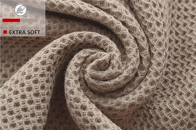 Kitchen Towels 100% Cotton Waffle Weave Dish Towel for Cleaning Drying Dishes Extra Absorbent and Soft, Dish Cloth,13 x 28 Inch(EarthBrown-4 Pack)