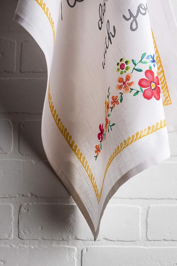 Maison d' Hermine Kitchen Towels Set of 3 100% Cotton 27.50" x 20" Reusable Cloth Dish Towels Absorbent with Hanging Loop for Kitchen Gifts for Mothers Day Spring/Summer (Happy Florals - Sweety)