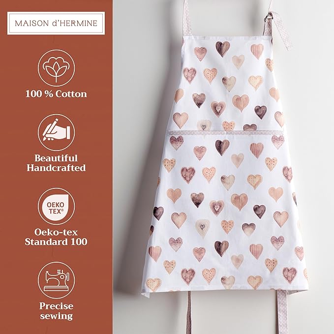 Maison d' Hermine 100% Cotton Apron for women with Pocket Kitchen Chef Apron for Men Cooking Mothers Day Gifts