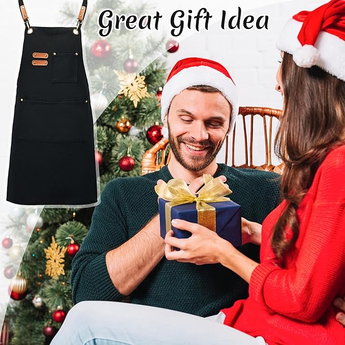Plus Size Canvas Aprons, Kitchen Chef Aprons, Unisex Heavy Duty Work Apron, Adjustable Strap Apron with Pockets