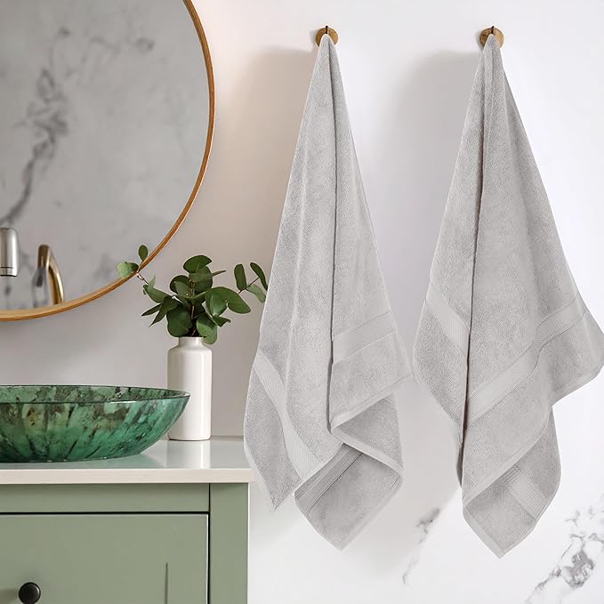 Superior Solid Egyptian Cotton Bath Towel Set, 30" x 55", Silver, 2-Pieces