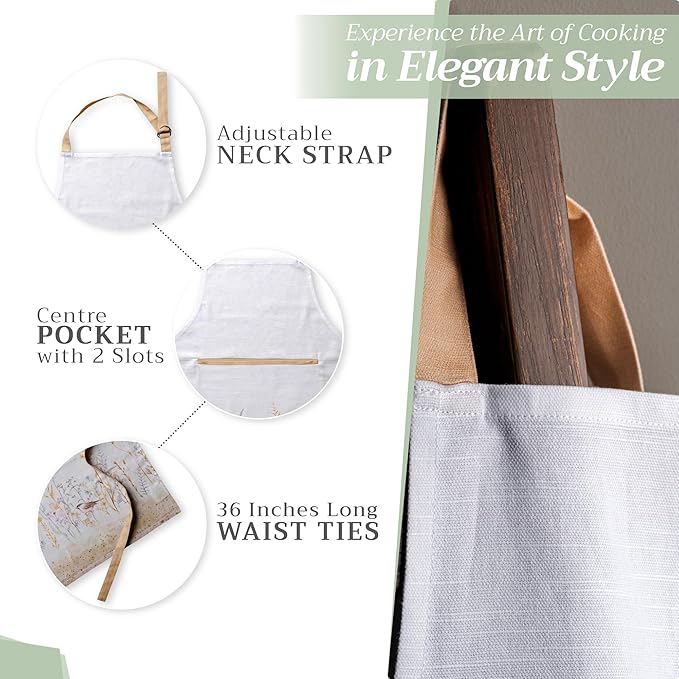 Maison d' Hermine 100% Cotton Apron for women with Pocket Kitchen Chef Apron for Men Cooking Mothers Day Gifts