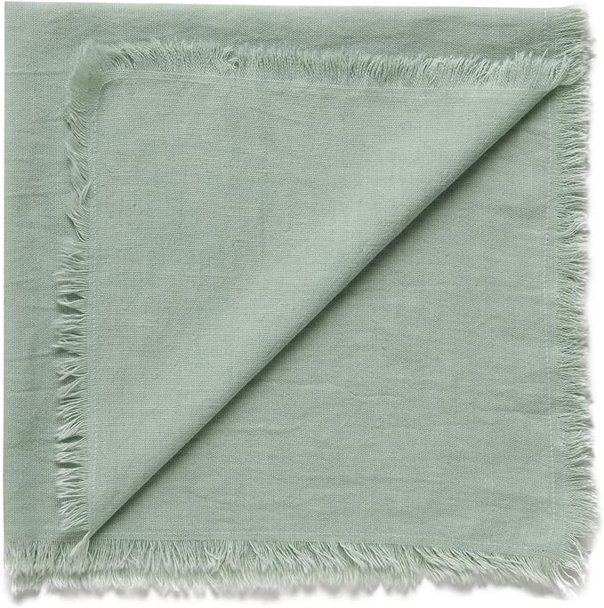 ACCENTHOME Teal Cotton Linen Napkin Set of 12 18x18 inch Dinner Napkins - Washable Soft Premium Hotel Quality Reusable Napkins Perfect Table Napkins for Family Dinners, Weddings & Everyday Use