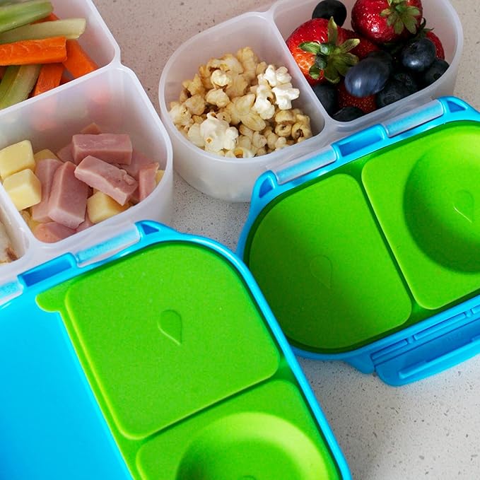 b.box Snack Box - Leakproof Mini Bento Box for Kids & Toddlers, 2 Compartment Snack Containers for Kids, Lunch Containers, Dishwasher Safe, BPA Free, PFAS Free, Ages 4m+, 1 3/4 Cup - Lemon Sherbet