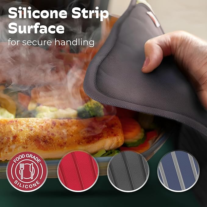Big Red House - Silicone Pot Holders - Set of 2 Grey - 10x3 - Heat Resistant to 536 F / 280 C Kitchen Protectors Hot Pans Baking Professional Grade Cooking Mitts