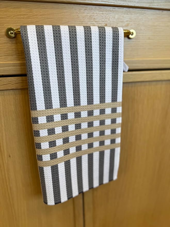 || 3 Pack Double Sided || Kitchen Towels || Dish Towels || Highly Absorbent || Hanging Loop || Dish Cloths || Modern || Designer Prints (Tan/Gray)