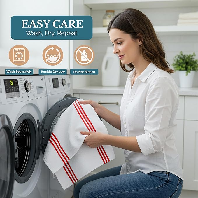 Casa Platino Dish Towels for Kitchen Drying Kitchen Towels – 8 Pc Durable Cotton Dish Towel Set – Designed for Vibrant Prep Routines and Seasonal Hosting – Red