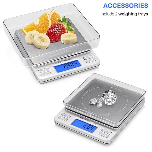 Smart Weigh Digital Pro Pocket Scale 500g x 0.01g – 6 Units: g, oz, gn, ozt, DWT, ct – High Precision for Kitchen, Herbs & Jewelry – Includes Hold/Counting, 2 Trays & Batteries