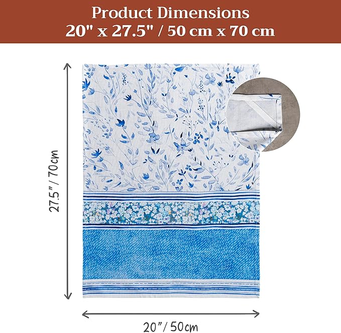 Maison d' Hermine Kitchen Towels Set of 3 100% Cotton 27.50" x 20" Reusable Cloth Tea Dish Towels Absorbent with Hanging Loop for Kitchen Gifts for Mothers Day Spring/Summer (Summer Blues)