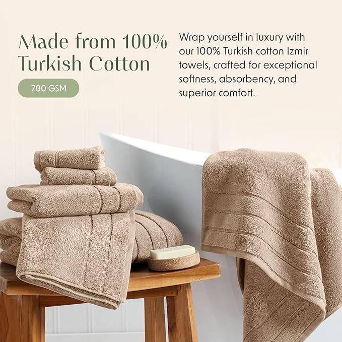 Springtree Home Luxury Turkish Cotton Bath Towels | 100% Turkish Cotton | Premium Bath Towels | Ultra Soft Thick Plush & Highly Absorbent | Luxury Hotel & Spa Quality Bathroom Towels | Cobblestone