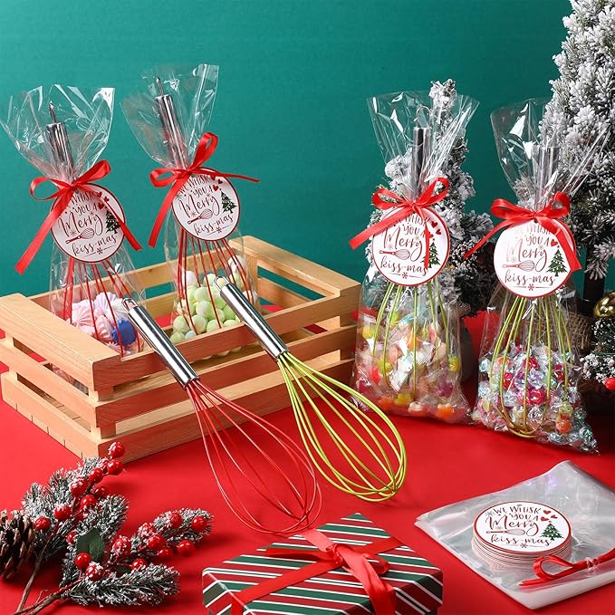 FoldTier 16 Sets 12 Inch Whisks Bulk DIY Fillable Whisk Gifts Colored Silicone Whisks for Cooking Heat Resistant Egg Beaters for Candy Holder Party Favors