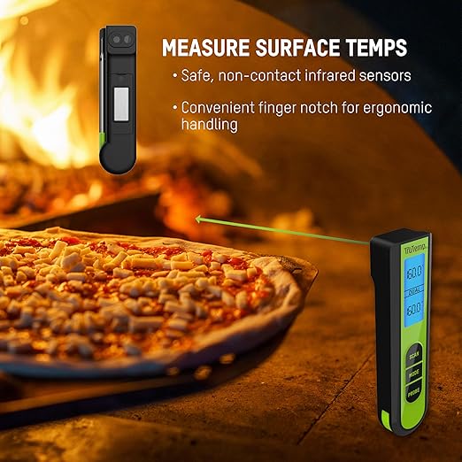Taylor TruTemp Dual Instant Read Infrared Meat and Food Thermometer, Digital for Cooking, IPX5 Splash Proof Design, Plus Meat Probe for BBQ, Kitchen, Smoker, and Grilling, Green