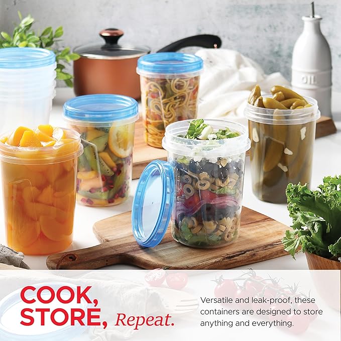 Tafura 10 Pack 32 Oz Freezer Storage Containers Leak-Proof - BPA Free Soup Containers with Lids - Reusable Freezer Containers for Food with Twist Top Lids - Ideal for Meal Prep, Leftovers & Pantry
