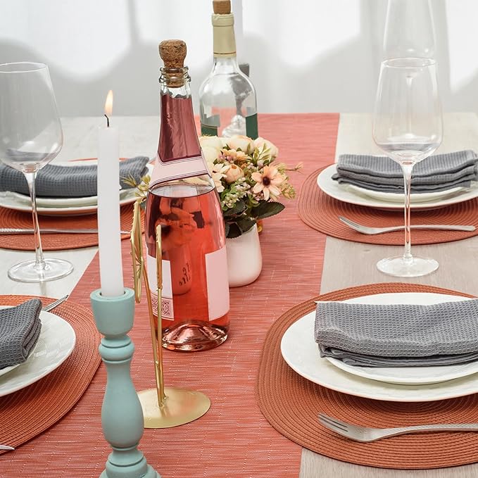 AHHFSMEI Placemats Set of 4 for Dining Table Washable Woven Non-Slip 18x12 inches Placemat Heat-Resistant Durable Table Mats for Dining Table Easy to Clean (Burnt Orange 4)