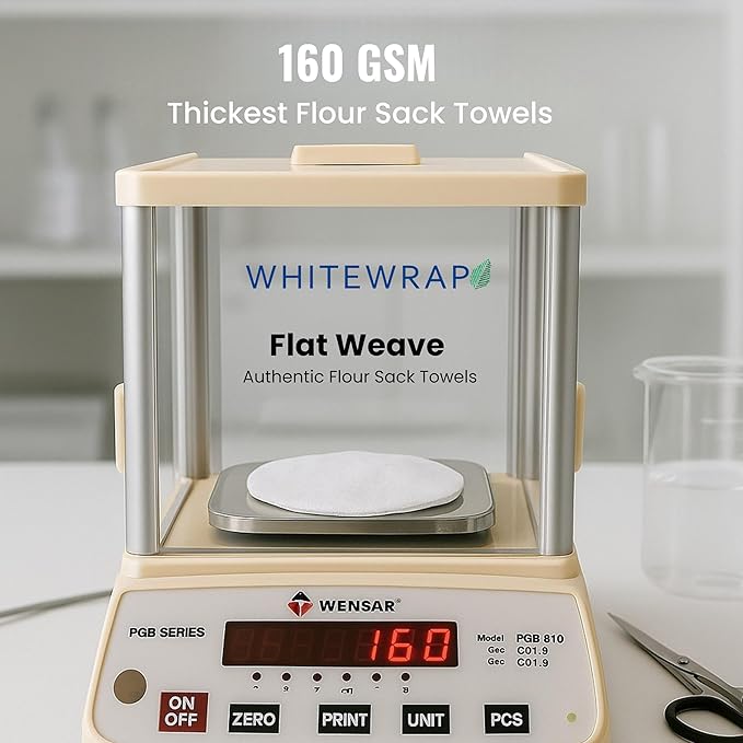 WHITEWRAP Flour Sack Towels| Tea Towel for Crafts| Kitchen Dish Cotton Blank Towel for Embroidery|Baking Bread Proofing Linen Cover| Thick Absorbent Quick Dry| 2 Pack 28"x28" Natural