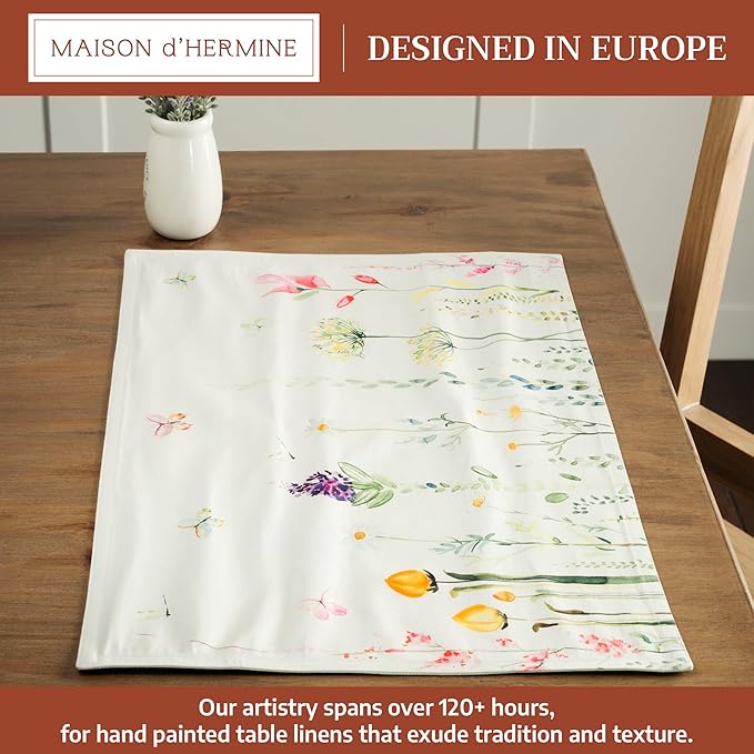 Maison d' Hermine Placemats Set of 4 100% Cotton Washable Cloth Place Mats Reusable Table Mats for Kitchen Dining Party Wedding Gifts for Mothers Day Spring/Summer (Botanical Fresh, 13" x 19")